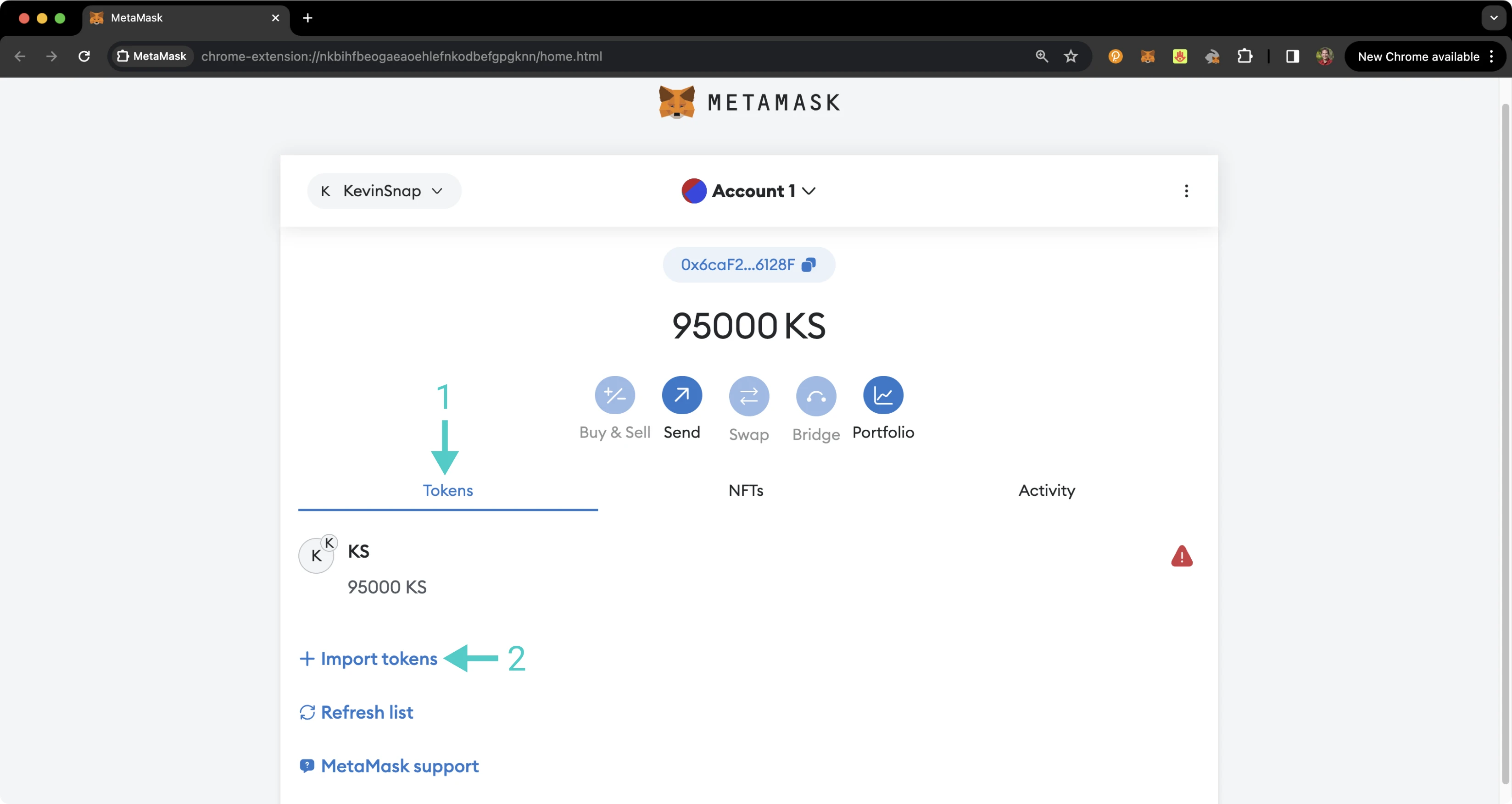 Import Tokens from Assets Tab in MetaMask